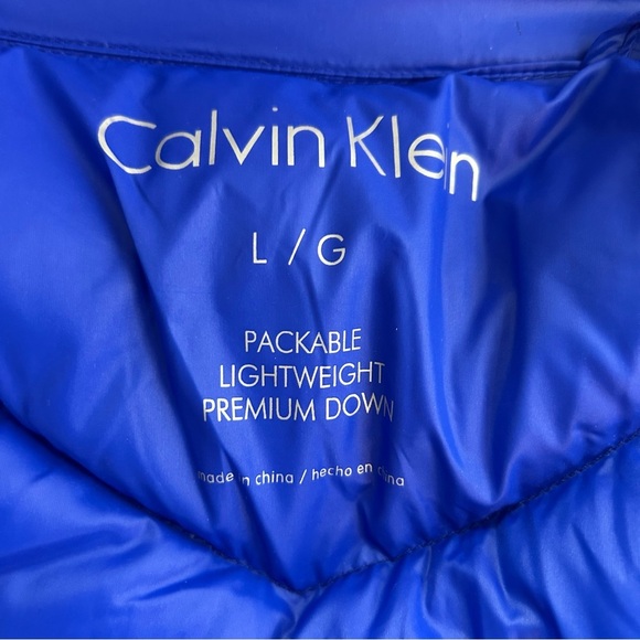 Calvin Klein Packable Lightweight Royal Blue Premium Down Feather Jacket Large - Picture 6 of 12